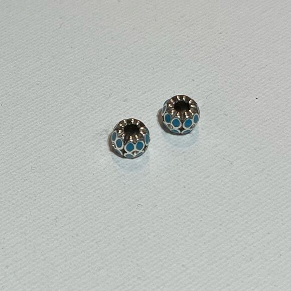 Brighton Mini Ring of Flowers Bead Blue/Silver Set of 2 NWOT - Picture 1 of 5